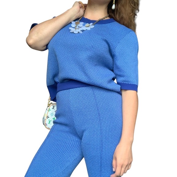 Simons Blue Knit Flare set   Pants & Top Set   Small - Picture 3 of 13